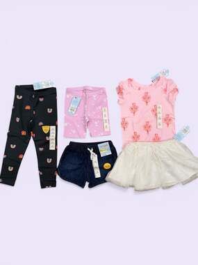 NWT Cat & Jack 5-Piece Toddler Girls 3T Clothing Set: Leggings, Shorts, Skirt an